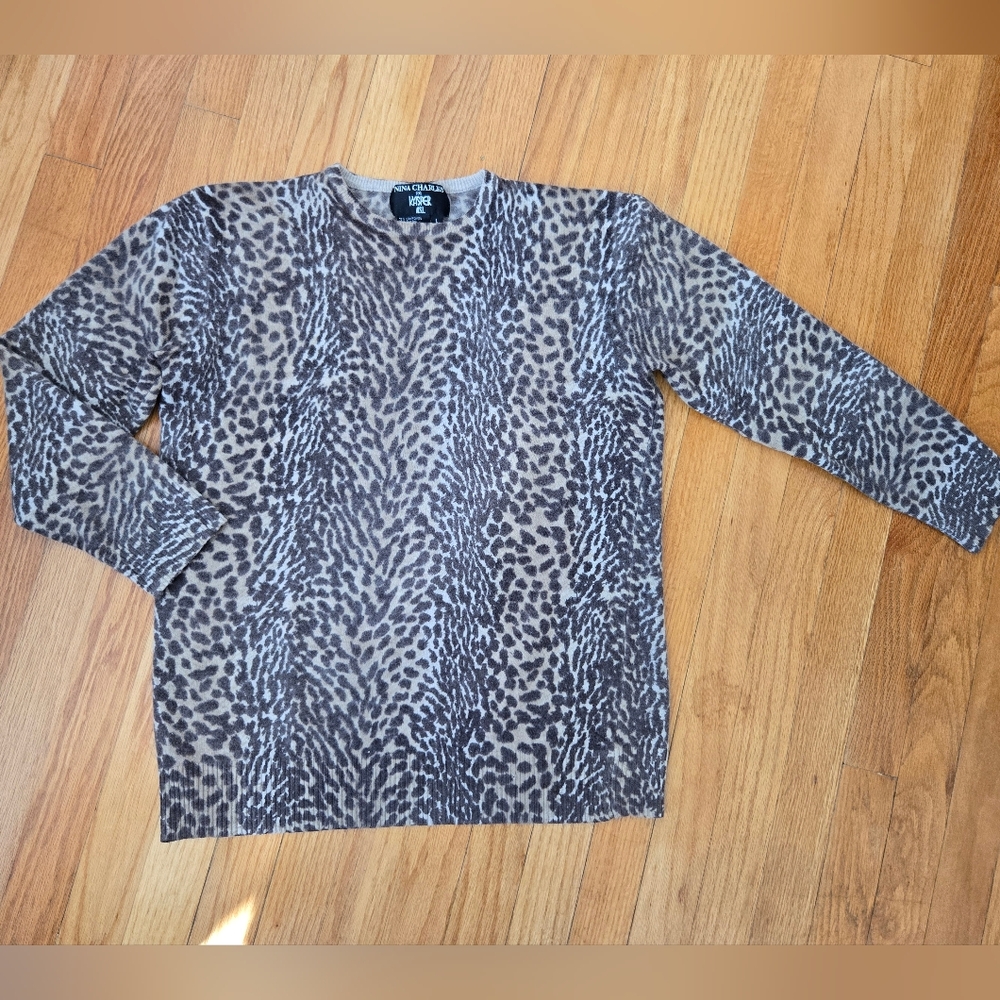 Angora wool light sweater Animal print Kasper Grey size